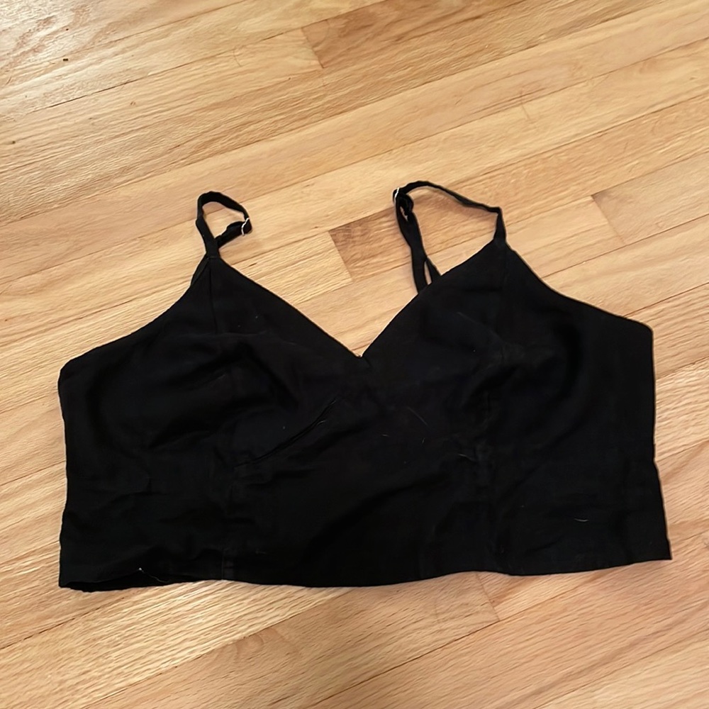 Black Denim Crop Top
